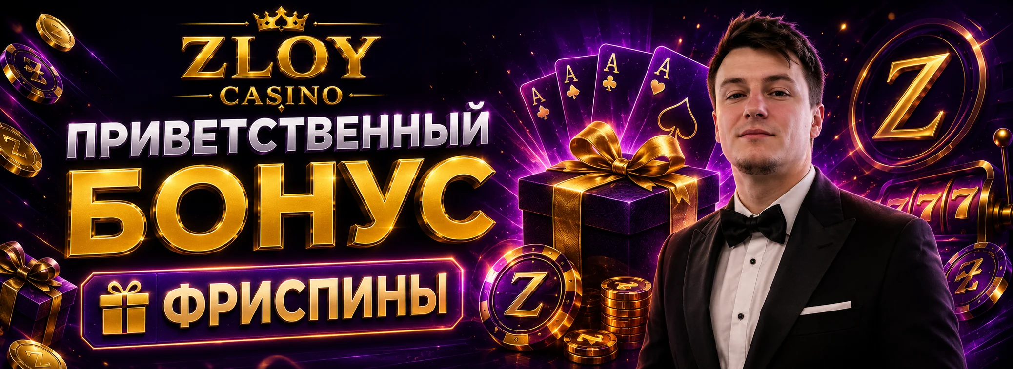 Велком-бонус Zloy Casino: 100% до 20 000 ₽ и 100 фриспинов на первый депозит